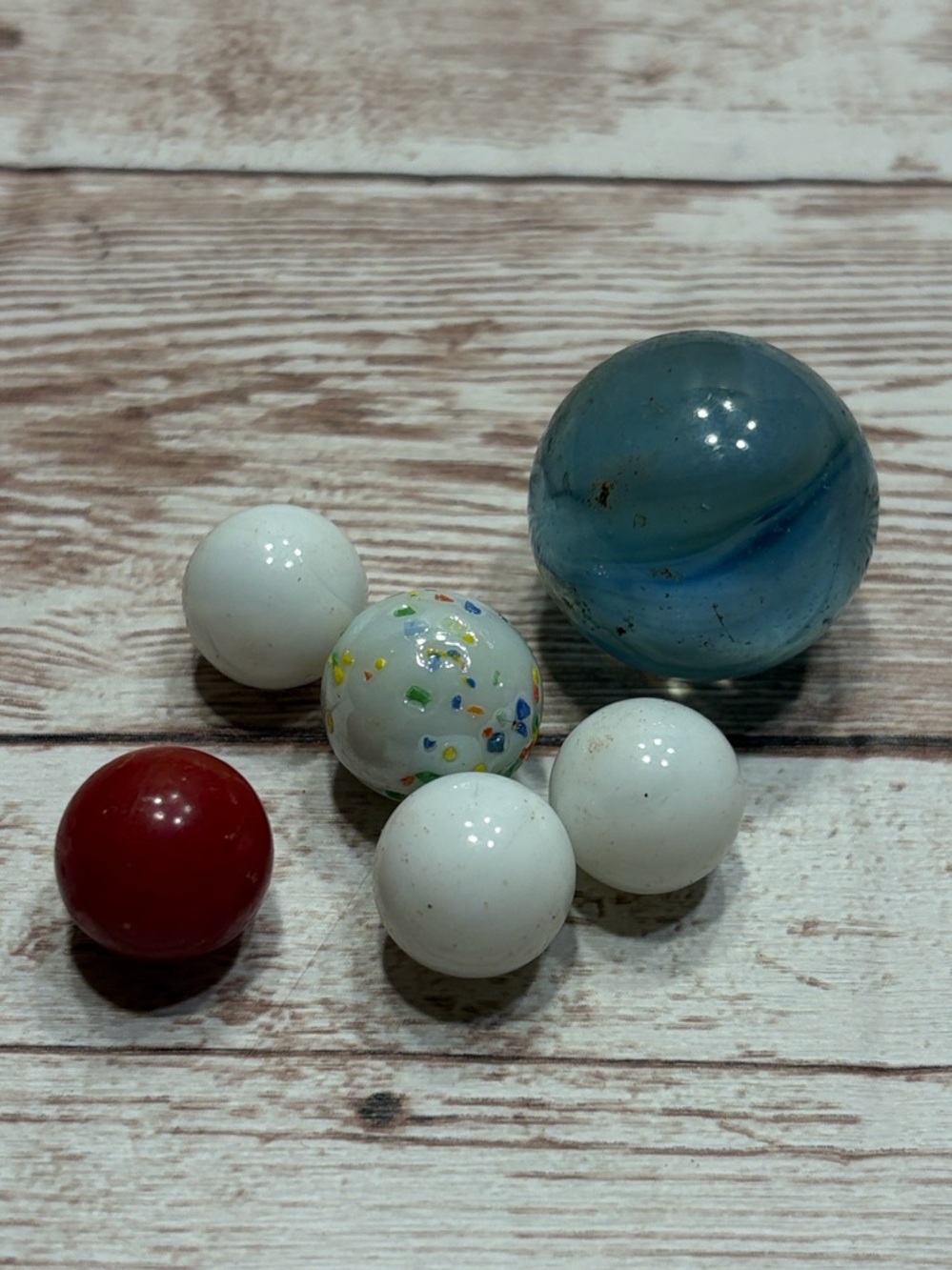 Vintage Confetti Marble Blue and Red Glass Marble Set